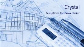  Presentation with blueprint - Theme with architecture blueprints - house compass electronic background and a  colored foreground
