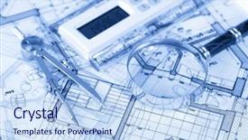  Presentation with architecture plans - Audience pleasing presentation design consisting of architecture blueprints - house plans compass backdrop and a  colored foreground