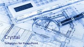  Presentation with architecture plans - Cool new slide deck with architecture blueprints - house plans electronic backdrop and a  colored foreground