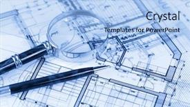  Presentation with architecture plans - Audience pleasing slide deck consisting of architecture blueprints - house plans magnifying backdrop and a light blue colored foreground