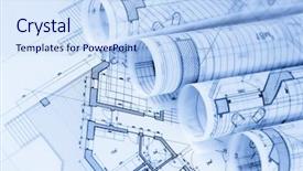  Presentation with architecture plans - Presentation featuring architecture blueprints house plan background and a  colored foreground