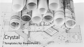 Presentation with architecture plans - Slide set featuring architecture blueprints house plans background and a light gray colored foreground