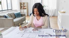  Presentation with architecture home - Presentation theme having architecture-building-construction-and-real background and a sky blue colored foreground