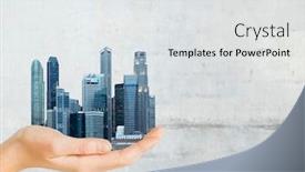  Presentation with architecture city - Presentation theme with architecture-building-urban-and-people background and a  colored foreground