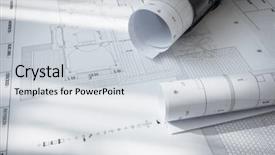  Presentation with architecture construction - Slides having architecture chart - construction plans of architectural project background and a light gray colored foreground