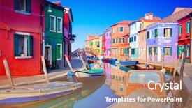  Presentation with venice - PPT theme consisting of architecture color building - colorful houses in burano venice background and a coral colored foreground