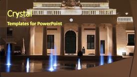  Presentation with water fountain - Cool new presentation design with architecture column - coloured jets water of fountain backdrop and a tawny brown colored foreground