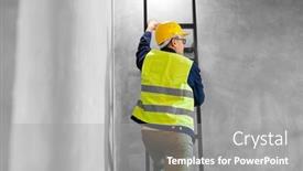  Presentation with architecture construction - Presentation design consisting of architecture-construction-and-building-concept background and a gray colored foreground