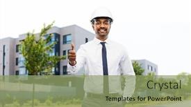  Presentation with architecture construction - Audience pleasing slide set consisting of architecture-construction-business-and-people backdrop and a seafoam green colored foreground