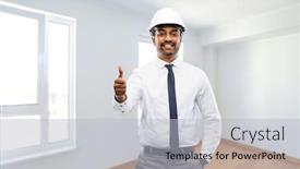  Presentation with architecture construction - Presentation theme consisting of architecture-construction-business-and-people background and a light gray colored foreground