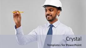  Presentation with architecture construction - Presentation having architecture construction business and building background and a light blue colored foreground