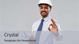  Presentation with architecture construction - Cool new slide set with architecture construction business and building backdrop and a light gray colored foreground