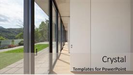  Presentation with modern building - Presentation consisting of architecture corridor of modern building background and a mint green colored foreground