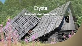  Presentation with woods - PPT layouts featuring architecture desing - old ruined wooden house background and a  colored foreground