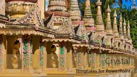  Presentation with architecture - Cool new PPT theme with architecture-details-of-the-thanboddhay backdrop and a gold colored foreground