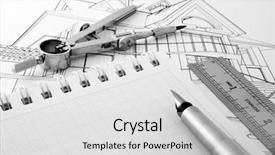  Presentation with drawing architecture - Presentation design enhanced with architecture draw drawing instruments background and a light gray colored foreground