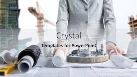  Presentation with drawing architecture - Presentation theme consisting of architecture-drawing-project-mixed-media background and a light gray colored foreground