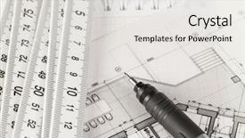  Presentation with pen - Presentation theme with architecture drawings pen folding ruler notepad background and a white colored foreground