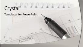  Presentation with notepad - PPT layouts consisting of architecture-drawings-pen-notepad background and a white colored foreground