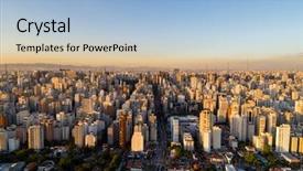  Presentation with aerial - PPT theme enhanced with architecture economy - aerial view of sao paulo background and a light blue colored foreground