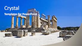  Presentation with archaeology - Cool new slides with architecture greek - ruins of temple on island backdrop and a cobalt blue colored foreground