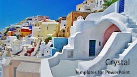  Presentation with greek architecture - Slides having architecture greek - unique santorini architecture greece background and a light blue colored foreground