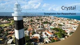  Presentation with city of chicago aerial view - Presentation theme enhanced with architecture green coconut - aerial view of lighthouse background and a light blue colored foreground