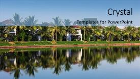  Presentation with beautiful moraine lake - Audience pleasing PPT theme consisting of architecture green coconut - beautiful villas on the shore backdrop and a  colored foreground