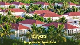  Presentation with palm trees on a - Audience pleasing presentation theme consisting of architecture green coconut - beautiful white villas and palm backdrop and a tawny brown colored foreground