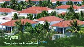  Presentation with palm trees on a - Slide set featuring architecture green coconut - beautiful white villas and palm background and a tawny brown colored foreground