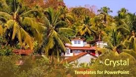  Presentation with indian village - PPT theme having architecture green coconut - indian village in the jungle background and a  colored foreground