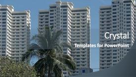  Presentation with green architecture - PPT layouts enhanced with architecture green coconut - palm tree in front off background and a gray colored foreground