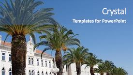  Presentation with green architecture - Theme enhanced with architecture green coconut - rows of palm trees background and a teal colored foreground