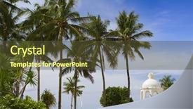  Presentation with palm trees on a - Slides featuring architecture green coconut - tropical resort with palm trees background and a  colored foreground