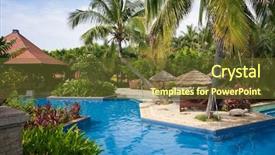  Presentation with green architecture - Slide deck consisting of architecture green coconut - tropical resort background and a tawny brown colored foreground