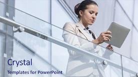  Presentation with digital transformation of industry - Beautiful slide set featuring architecture hardware - beautiful young businesswoman using digital backdrop and a  colored foreground