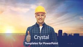  Presentation with architecture construction - Cool new theme with architecture hardware - construction building and gesture concept backdrop and a ocean colored foreground