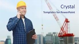  Presentation with maintenance technology - Beautiful PPT theme featuring architecture hardware - construction building people technology backdrop and a sky blue colored foreground