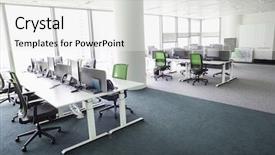  Presentation with hardware - PPT theme having architecture hardware - view of empty office background and a sky blue colored foreground