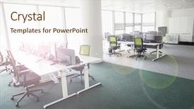  Presentation with empty - Cool new PPT theme with architecture hardware - view of empty office backdrop and a sky blue colored foreground