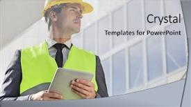  Presentation with telecom digital cimmunica - PPT layouts with architecture hardware - young male architect with digital background and a light gray colored foreground