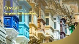  Presentation with street - Slide deck featuring valeter - street with colorful balconies background and a coral colored foreground