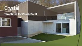  Presentation with house - Presentation theme consisting of architecture housing - beautiful modern house outdoor background and a violet colored foreground