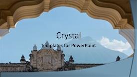  Presentation with central america - Presentation design having architecture in ancient antigua guatemala background and a light blue colored foreground