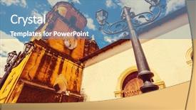  Presentation with colonial - Beautiful presentation theme featuring architecture in leon city nicaragua backdrop and a teal colored foreground