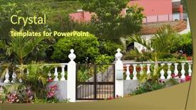  Presentation with europe - Audience pleasing presentation theme consisting of architecture-in-madeira-island-portugal backdrop and a tawny brown colored foreground