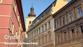  Presentation with history - Slide deck consisting of architecture in sibiu center romania background and a coral colored foreground