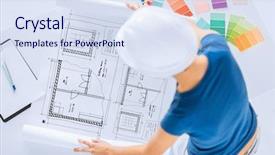  Presentation with interior design cafeteria - Audience pleasing presentation theme consisting of architecture interior design and renovation backdrop and a sky blue colored foreground