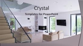  Presentation with living room - Audience pleasing PPT theme consisting of architecture interior modern apartment wide backdrop and a light gray colored foreground