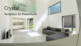  Presentation with living room - Audience pleasing presentation design consisting of architecture interior modern house living backdrop and a light gray colored foreground